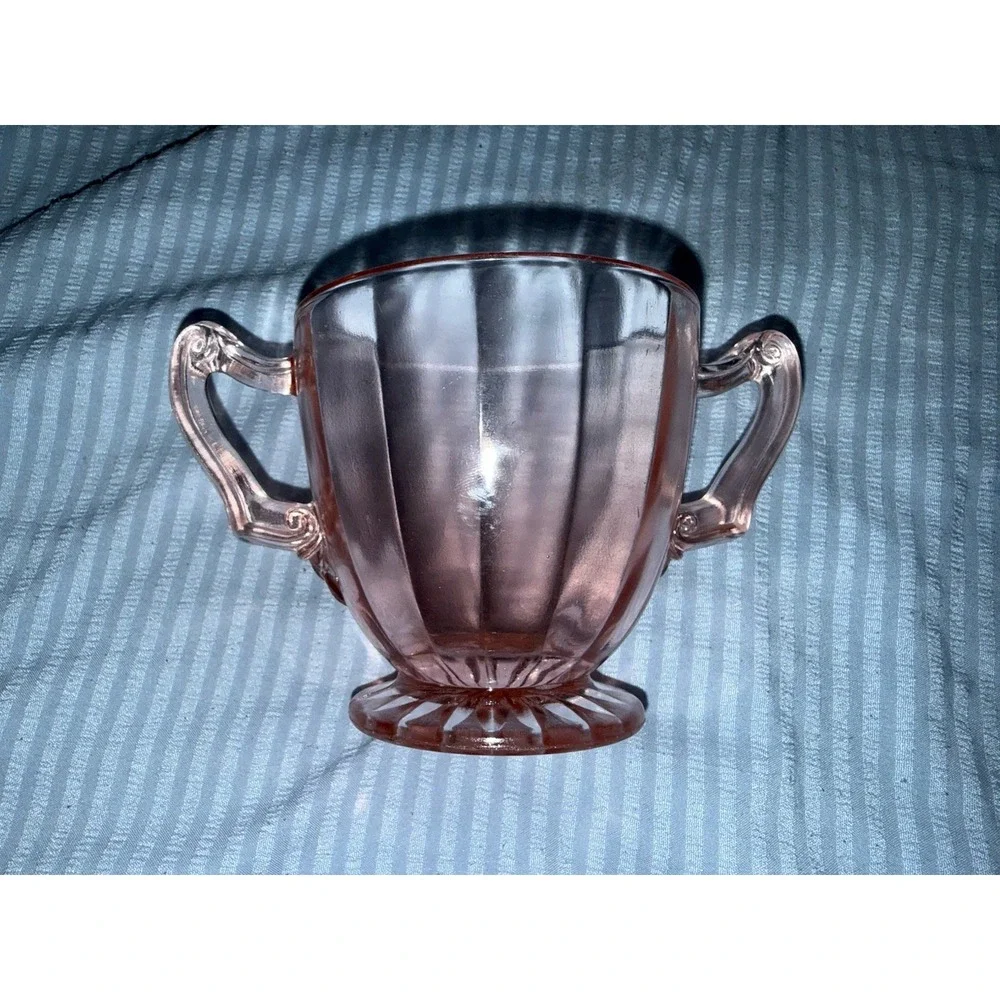 Vintage Pink Depression Glass Sugar Bowl Excellent Condition